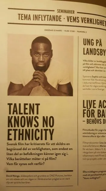Programme page for the Talent knows no ethnicity lecture at BUFF.