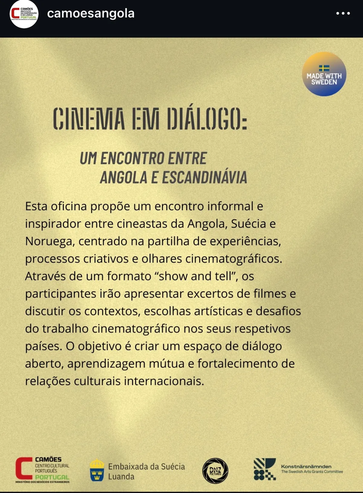 Presentation of Cinema em Diálogo at Centro Cultural Português in Luanda.